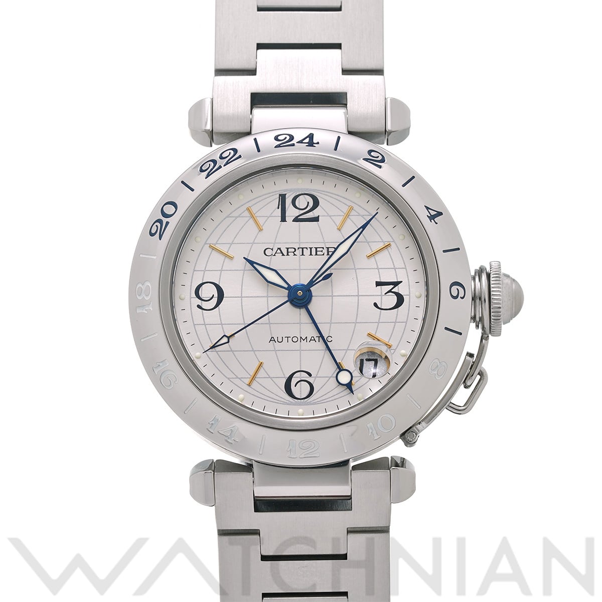 カルティエ パシャC メリディアン GMT W31029M7 シルバー ユニセックス 時計 【中古】【wristwatch】