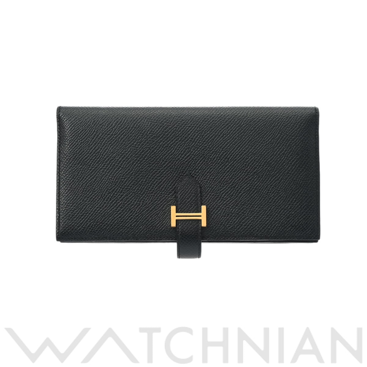 エルメス ベアン スフレ モノクローム ブラック/ゴールド金具 ヴォーエプソン ユニセックス 財布 【中古】【purse】