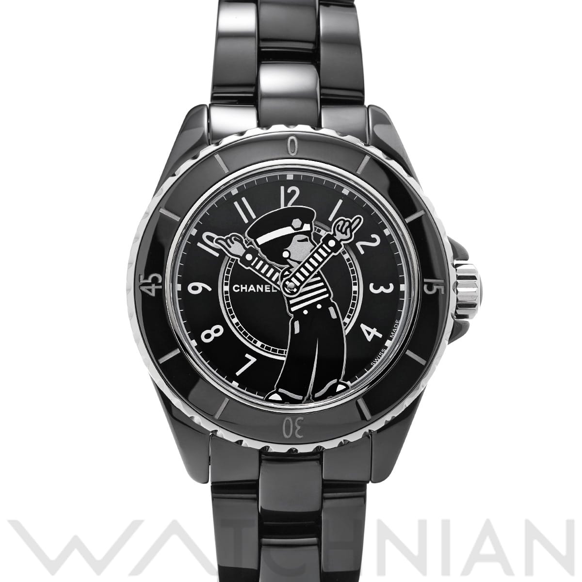 シャネル マドモアゼル J12 ラ パウザ限定 H7609 ブラックラッカー メンズ 時計 【中古】【wristwatch】