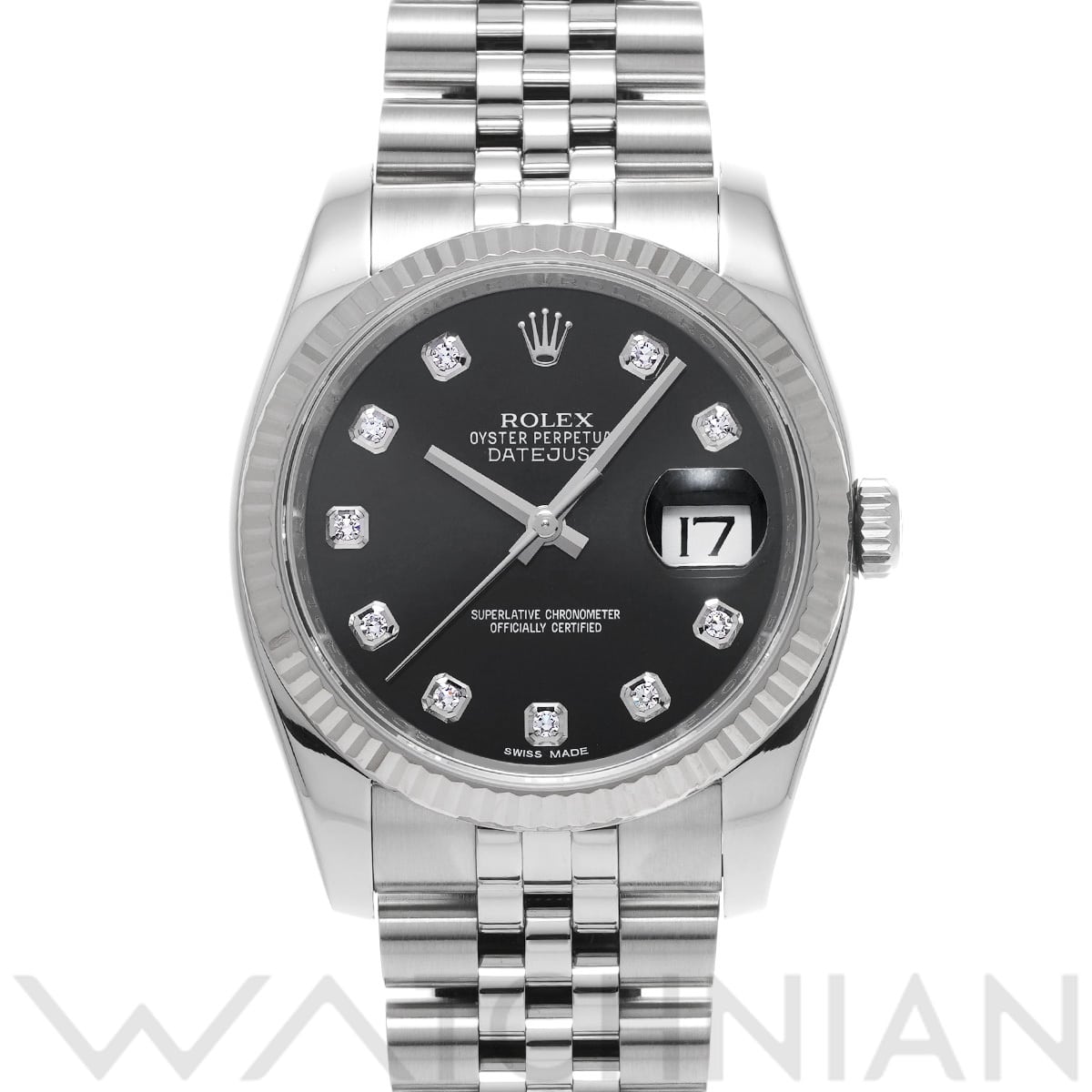 ロレックス デイトジャスト 36 116234G ブラック/ダイヤモンド メンズ 時計 【中古】【wristwatch】