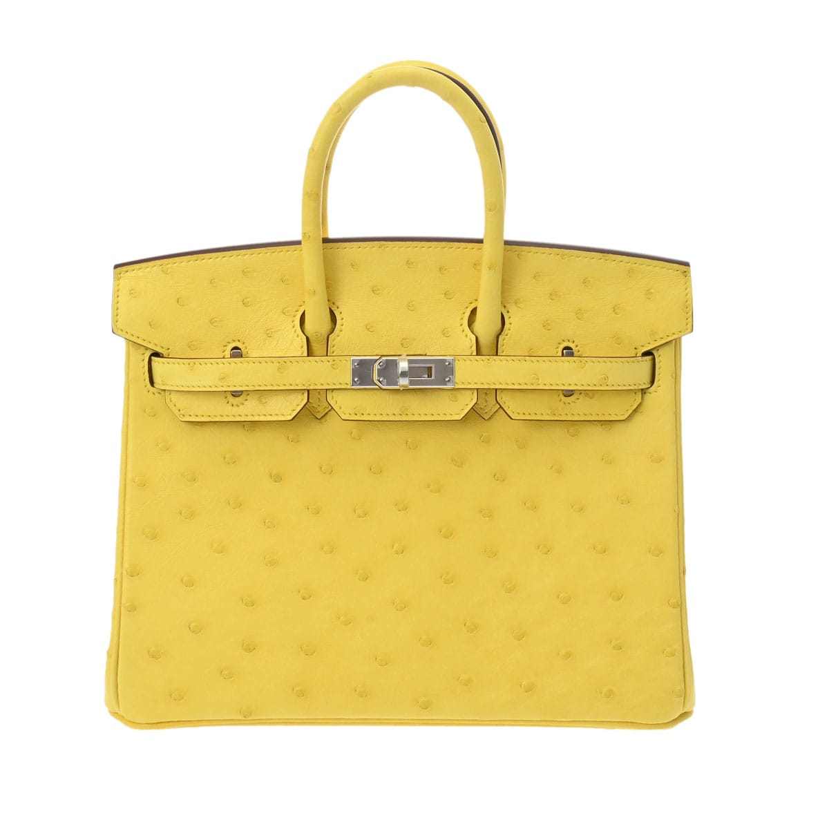 エルメス バーキン 25 ミモザ/パラジウム金具 オーストリッチ レディース バッグ 【中古】【bag】