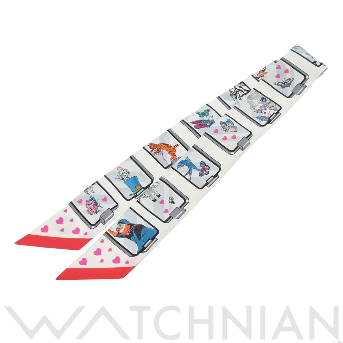 エルメス ツイリー HERMES STORY ブラン/グリ/ルージュ 063875S シルク100％ レディース 【新品】【other】
