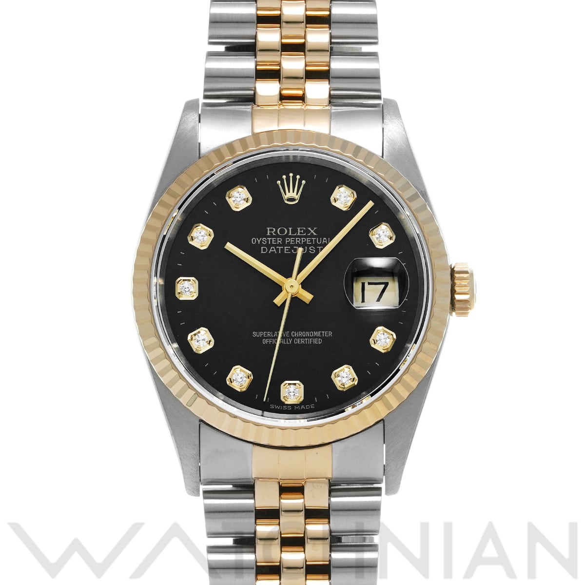 ロレックス デイトジャスト 36 16233G ブラック/ダイヤモンド メンズ 時計 【中古】【wristwatch】