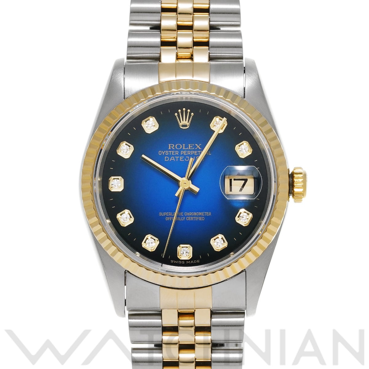 ロレックス デイトジャスト 16233G ブルー・グラデーション/ダイヤモンド メンズ 時計 【中古】【wristwatch】