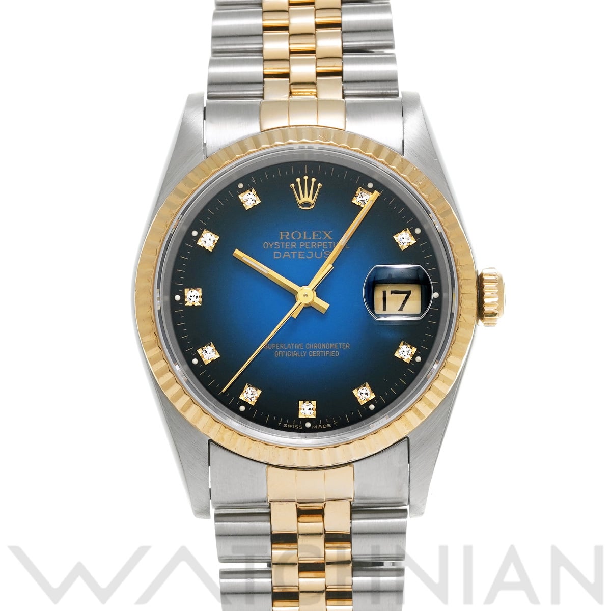 ロレックス デイトジャスト 16233G ブルー・グラデーション/ダイヤモンド メンズ 時計 【中古】【wristwatch】