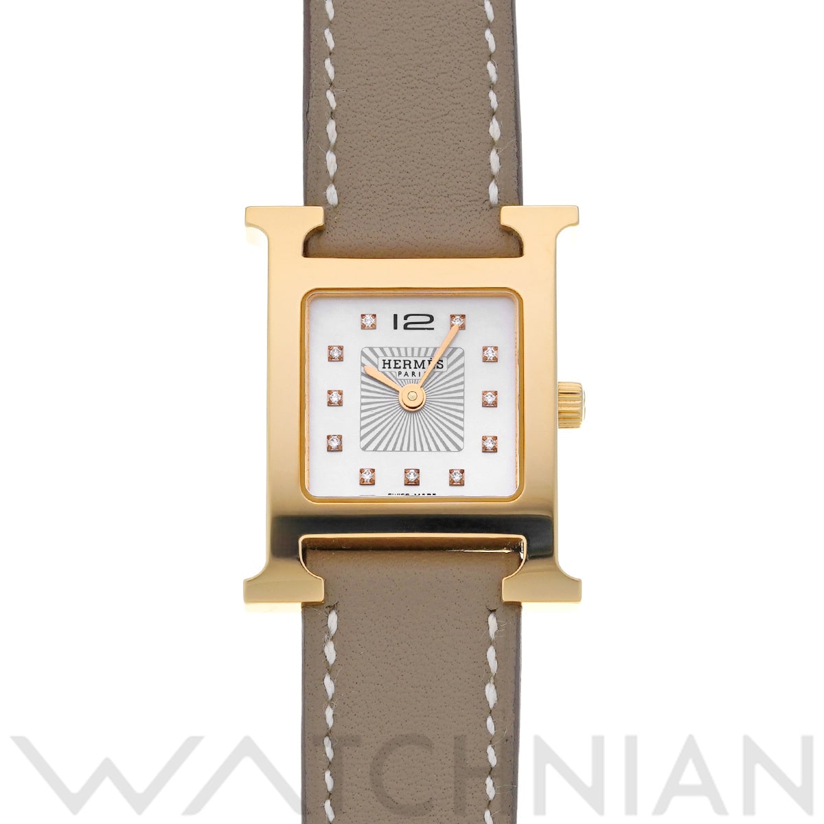 エルメス Hウォッチ HH1.202 ホワイトシェル/ダイヤモンド レディース 時計 【中古】【wristwatch】