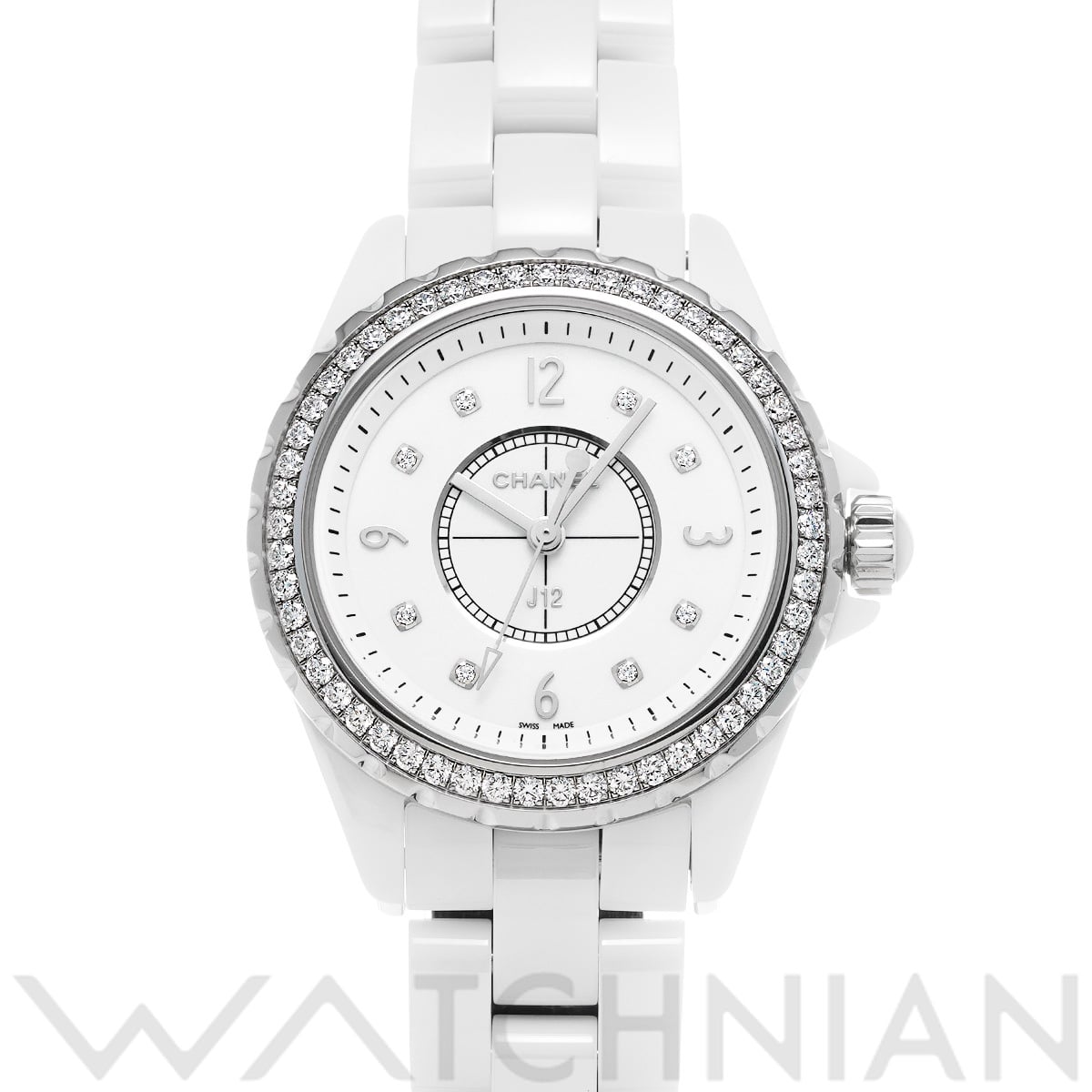 シャネル J12 33MM H3110 ホワイト/ダイヤモンド レディース 時計 【中古】【wristwatch】