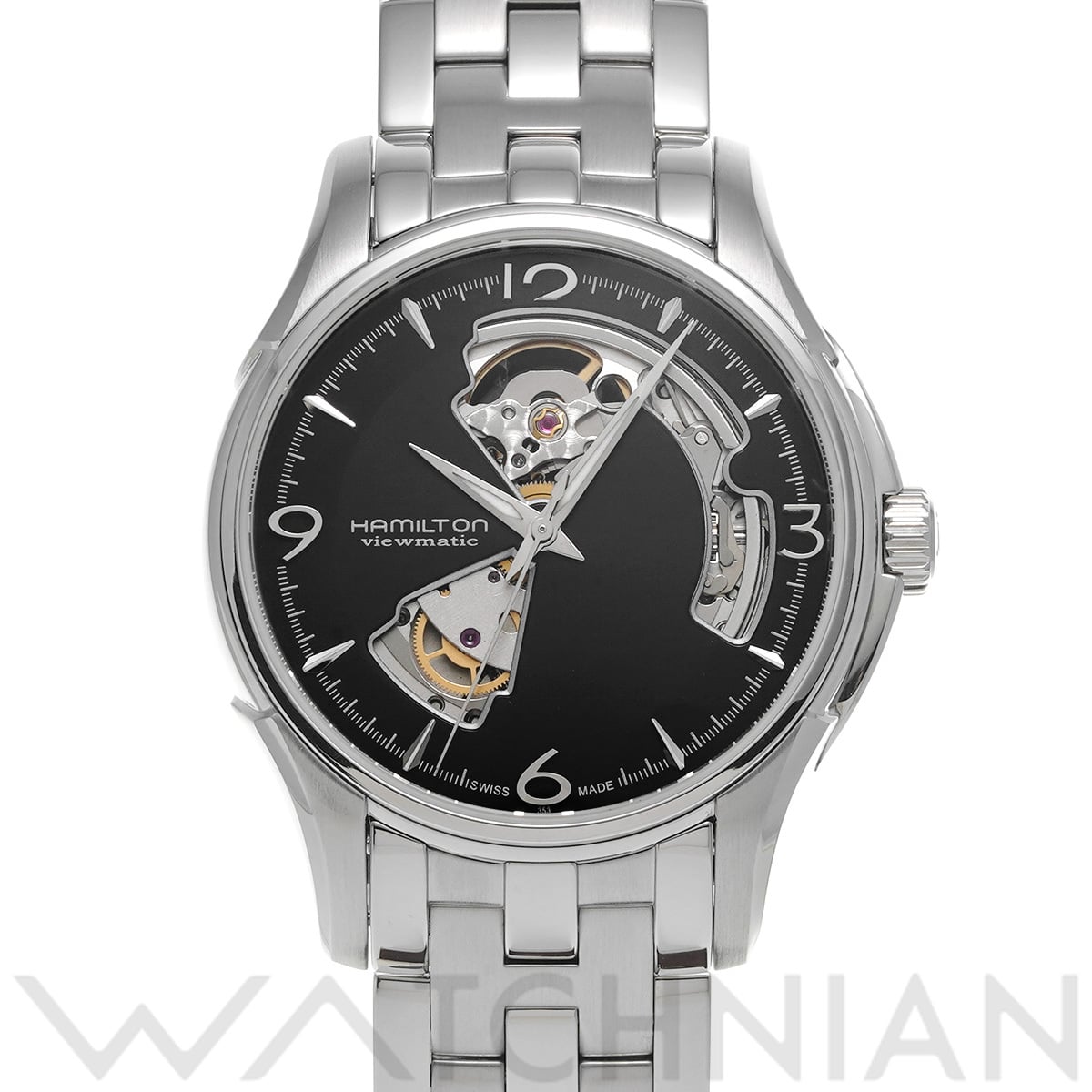 ハミルトン ジャズマスター ビューティック オープンハート H325650 ブラック メンズ 時計 【中古】【wristwatch】