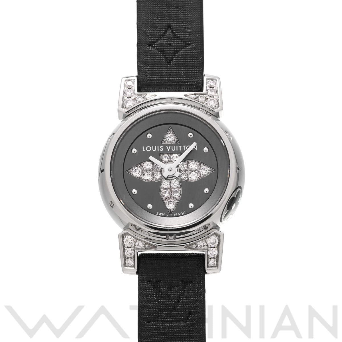 ルイ ヴィトン タンブール ビジュ ノワール Q151K グレー/ダイヤモンド レディース 時計 【中古】【wristwatch】