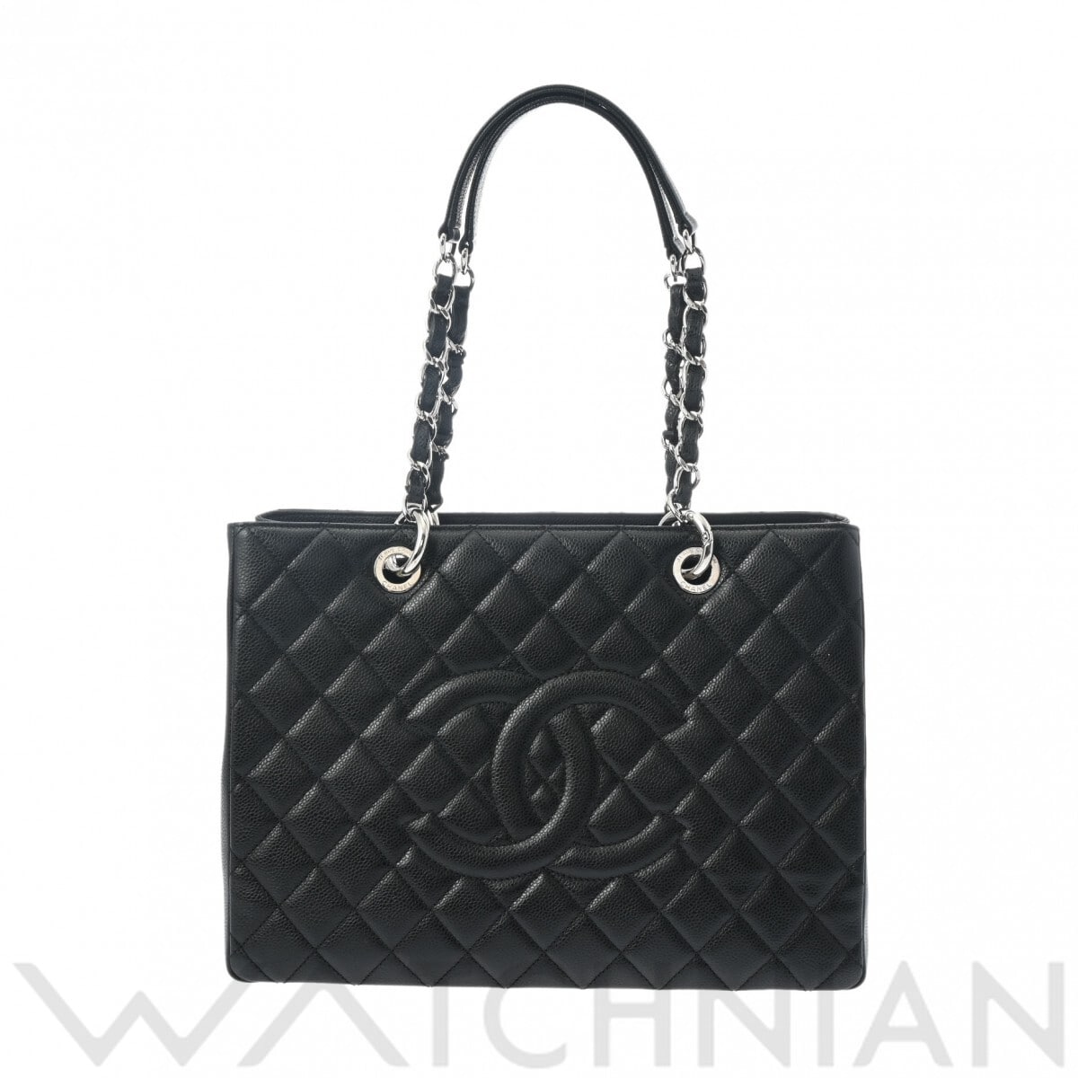 シャネル マトラッセ GST チェーントート ブラック/シルバー金具 A50995 キャビアスキン レディース バッグ 【中古】【bag】