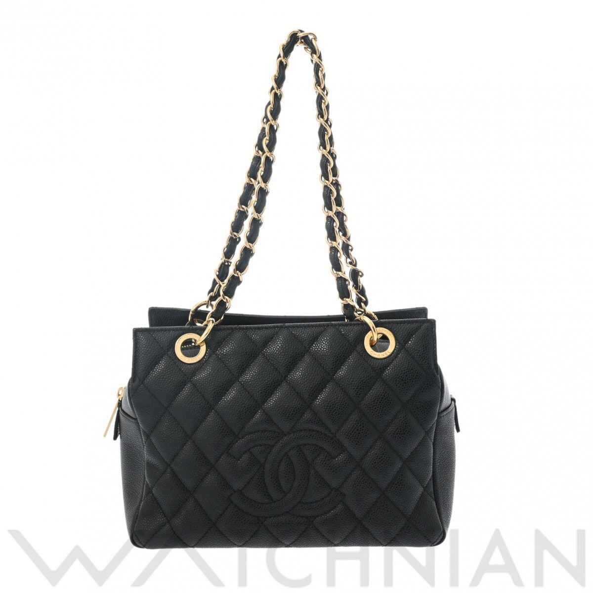 シャネル PTT チェーントート ブラック/ゴールド金具 A18004 キャビアスキン レディース バッグ 【中古】【bag】