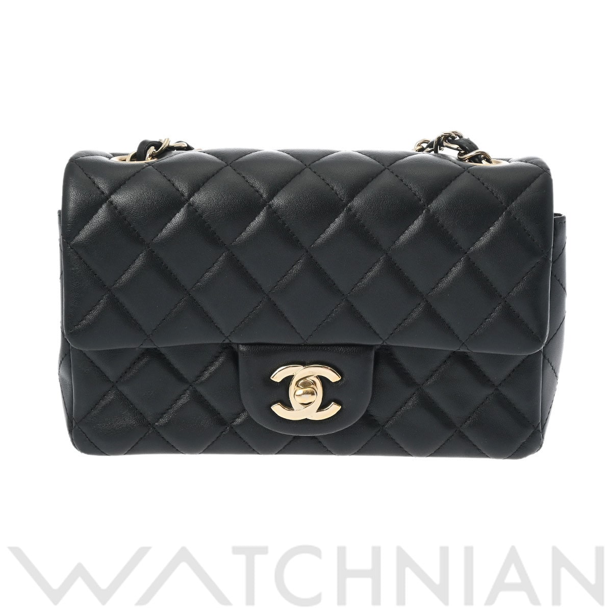 シャネル ミニフラップバッグ 20 ブラック/ゴールド金具 A69900 ラムスキン レディース バッグ 【中古】【bag】