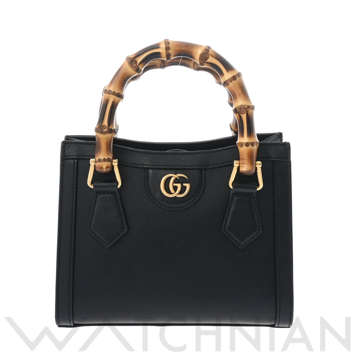 グッチ ミニトートバッグ ダイアナ 2WAY ブラック/ゴールド金具 655661 レザー レディース バッグ 【中古】【bag】