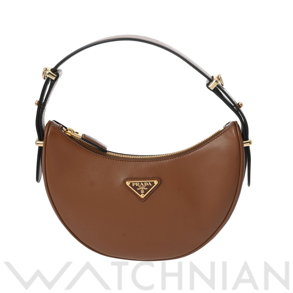 プラダ アーケ ショルダーバッグ コニャック/ゴールド金具 1BC194 レザー レディース バッグ 【中古】【bag】