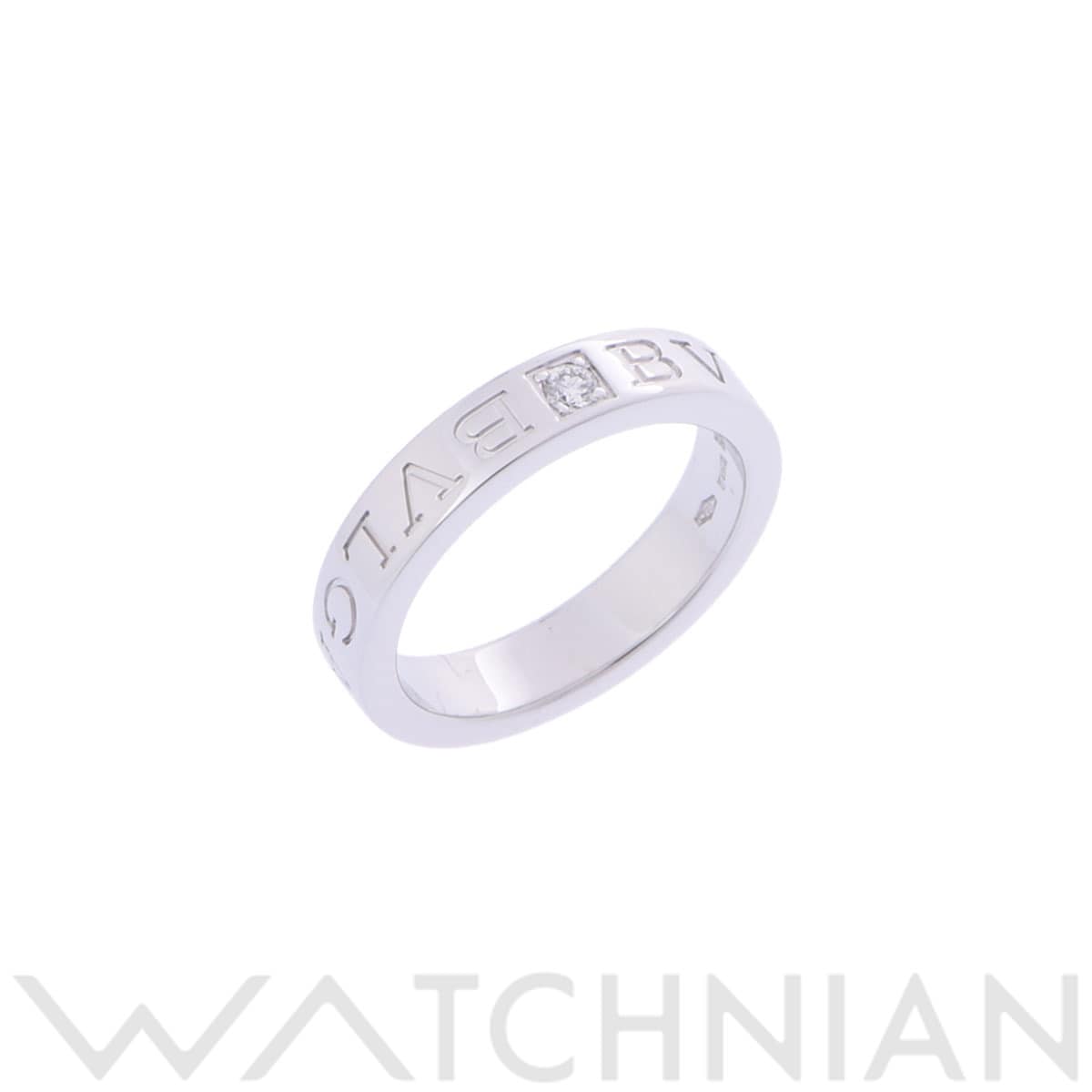 ブルガリ ダブルロゴ リング 1PD シルバー K18ホワイトゴールド WG レディース ジュエリー 【中古】【jewelry】