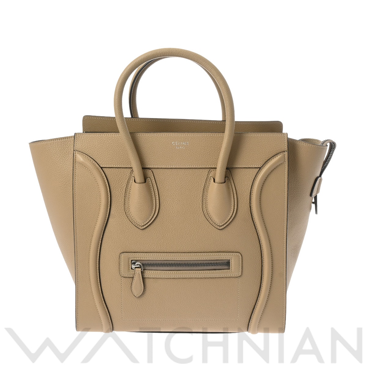 セリーヌ ラゲージ ミニ ベージュ/シルバー金具 W-AT-2168 ドラムドカーフ レディース バッグ 【中古】【bag】