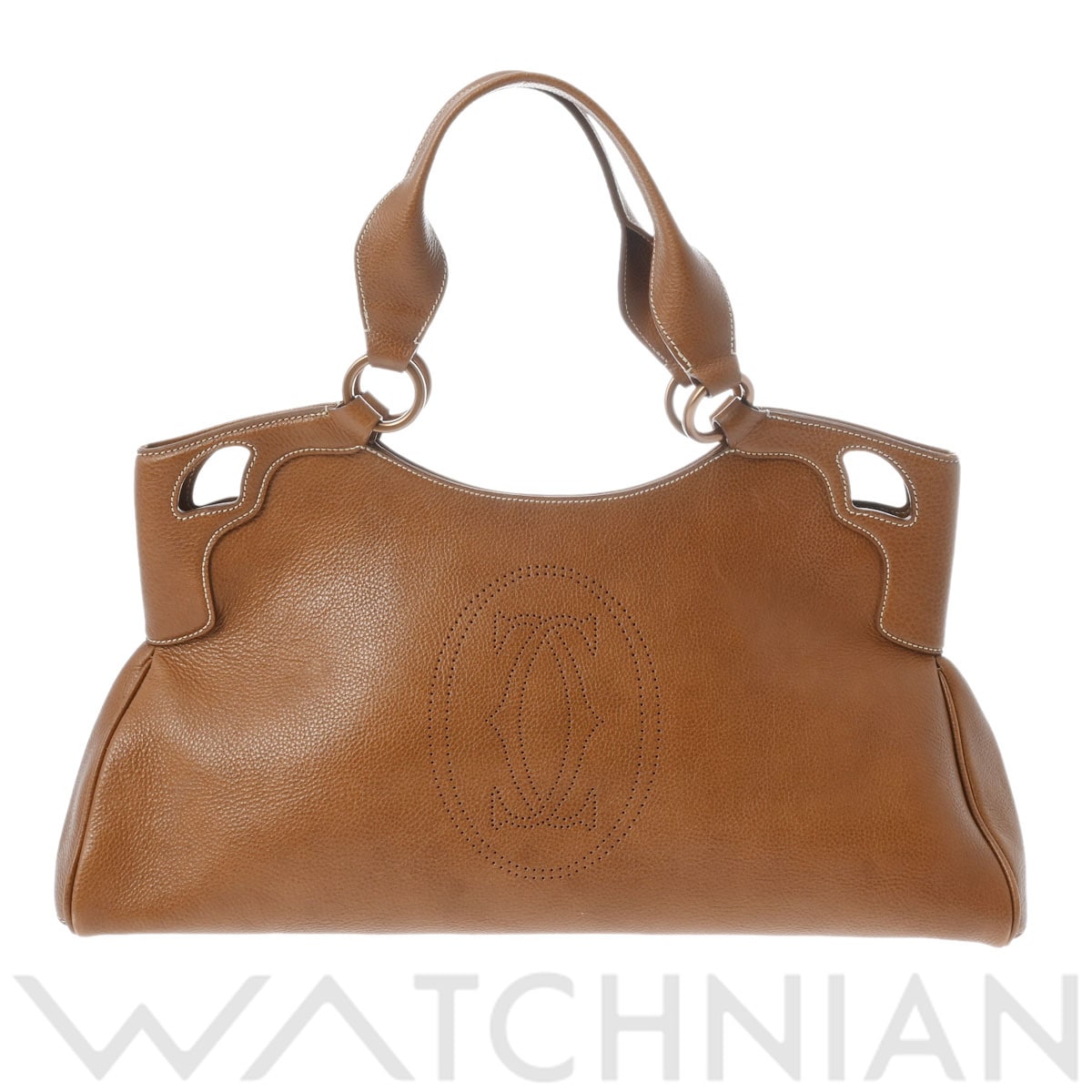 カルティエ マルチェロ ブラウン/ゴールド金具 カーフ レディース バッグ 【中古】【bag】