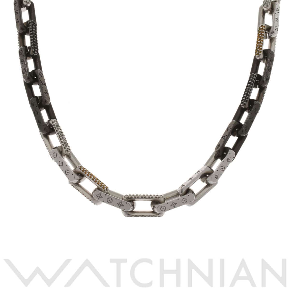 ルイ ヴィトン ネックレス モノグラムチェーン シルバー/ブラック M01399 メタル レディース ジュエリー 【中古】【jewelry】