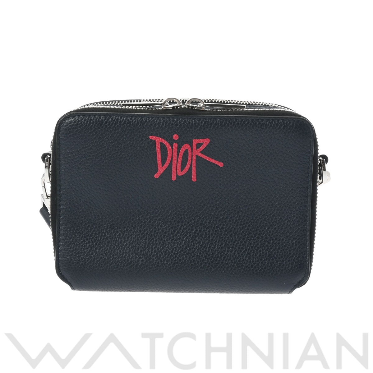 ディオール ストラップポーチ ネイビー 2ESBC119GDS レザー レディース バッグ 【中古】【bag】