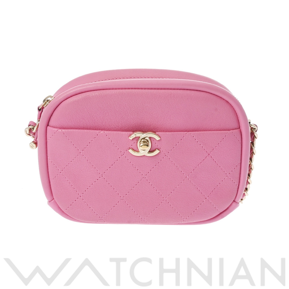 シャネル カメラケース ピンク/ゴールド金具 ゴートスキン レディース バッグ 【中古】【bag】