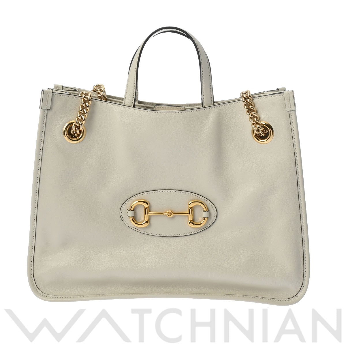 グッチ ホースビット1955 ミディアムトートバッグ オフホワイト 621144 レザー レディース バッグ 【中古】【bag】