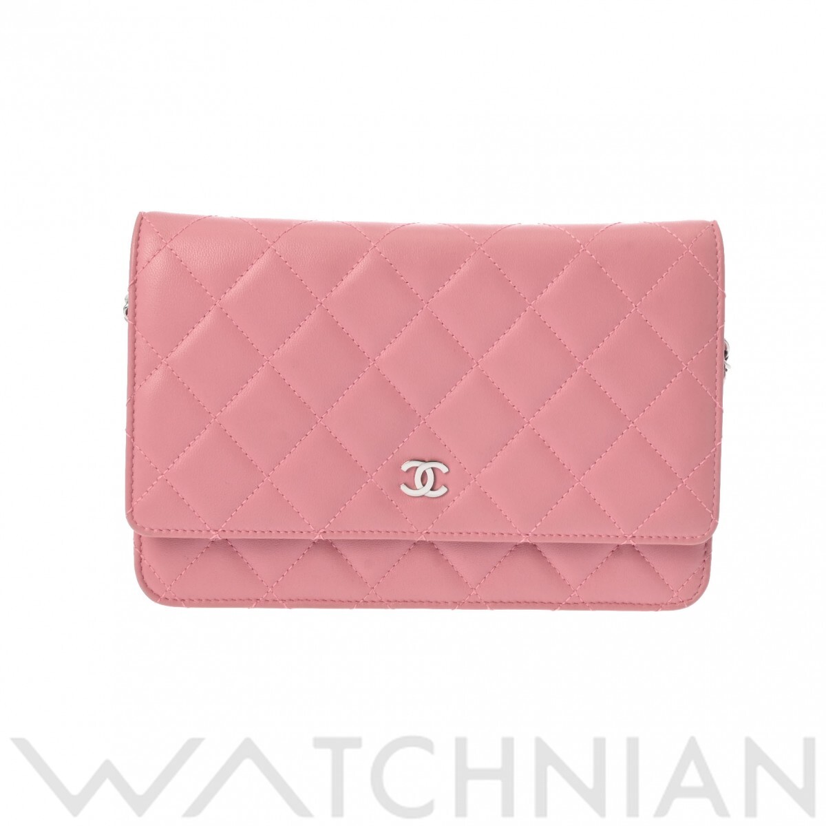 シャネル マトラッセ チェーンウォレット ピンク/シルバー金具 A33814 ラムスキン レディース バッグ 【中古】【bag】