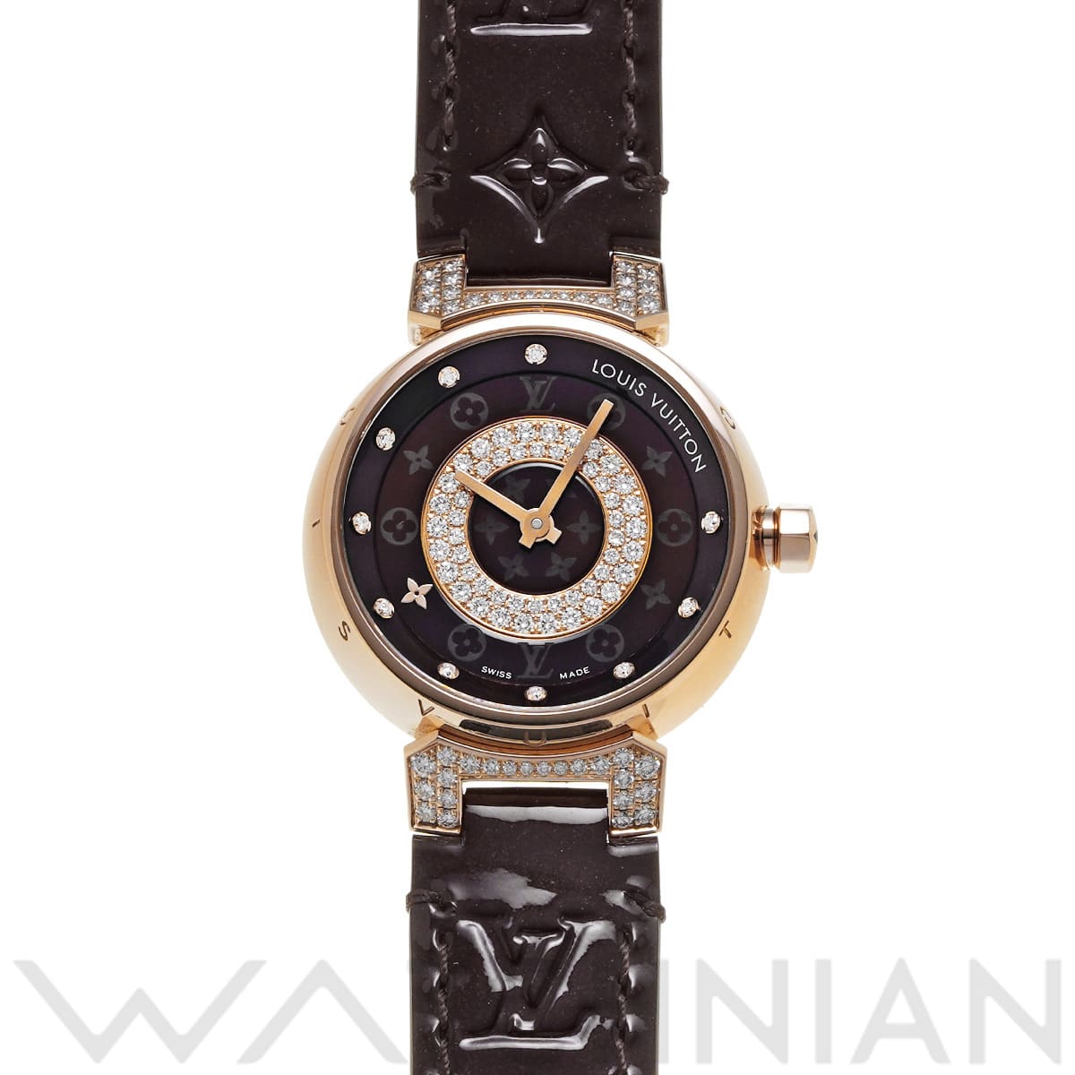 ルイ ヴィトン タンブール ディスクディアモン Q12MH1 アマラント/ダイヤモンド レディース 時計 【中古】【wristwatch】