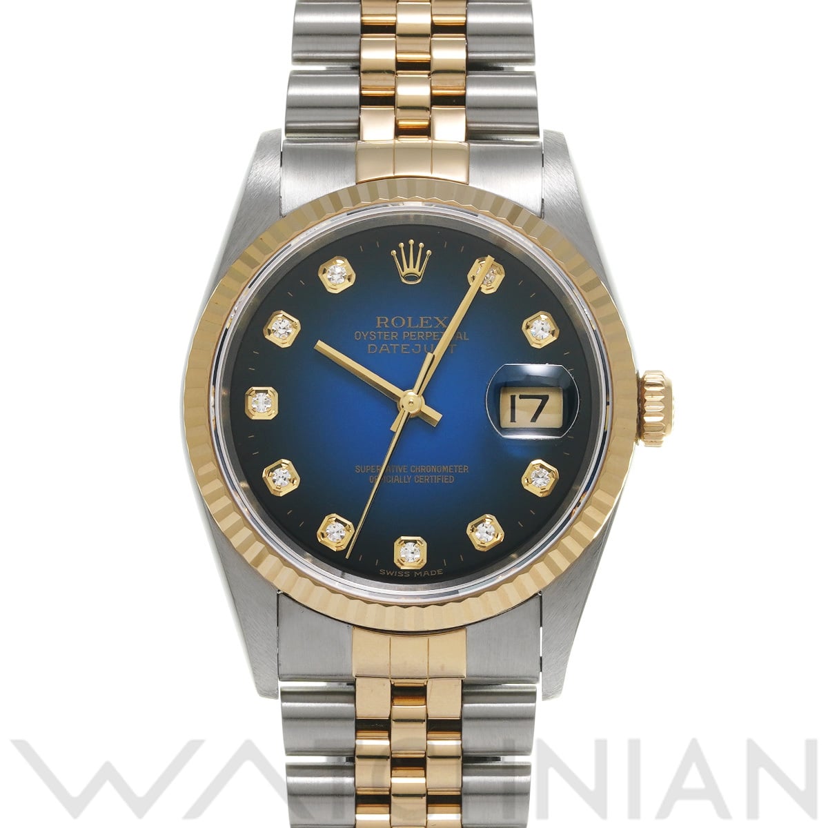 ロレックス デイトジャスト 16233G ブルー・グラデーション/ダイヤモンド メンズ 時計 【中古】【wristwatch】