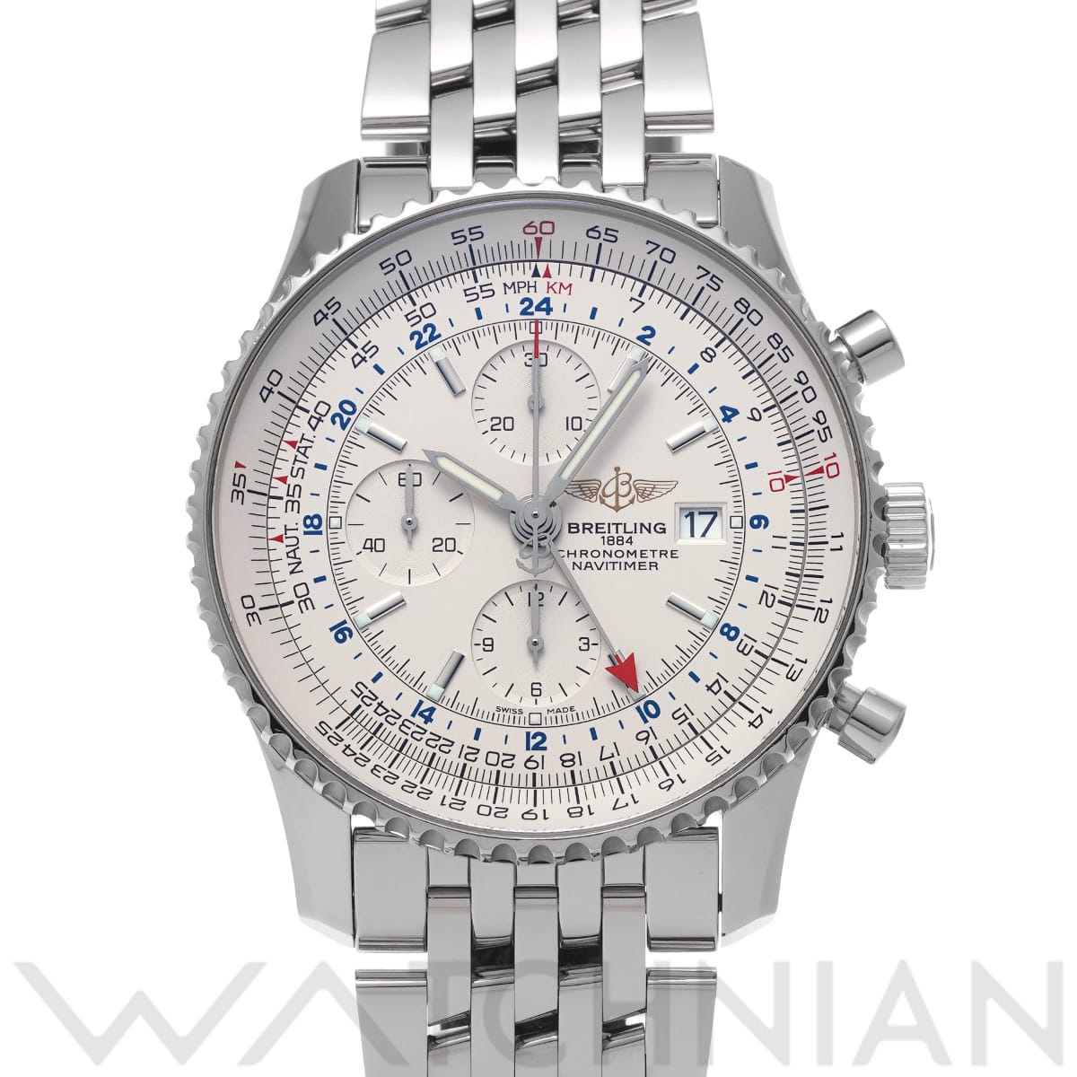 ブライトリング ナビタイマー ワールド A2432212/G571 シルバー メンズ 時計 【中古】【wristwatch】