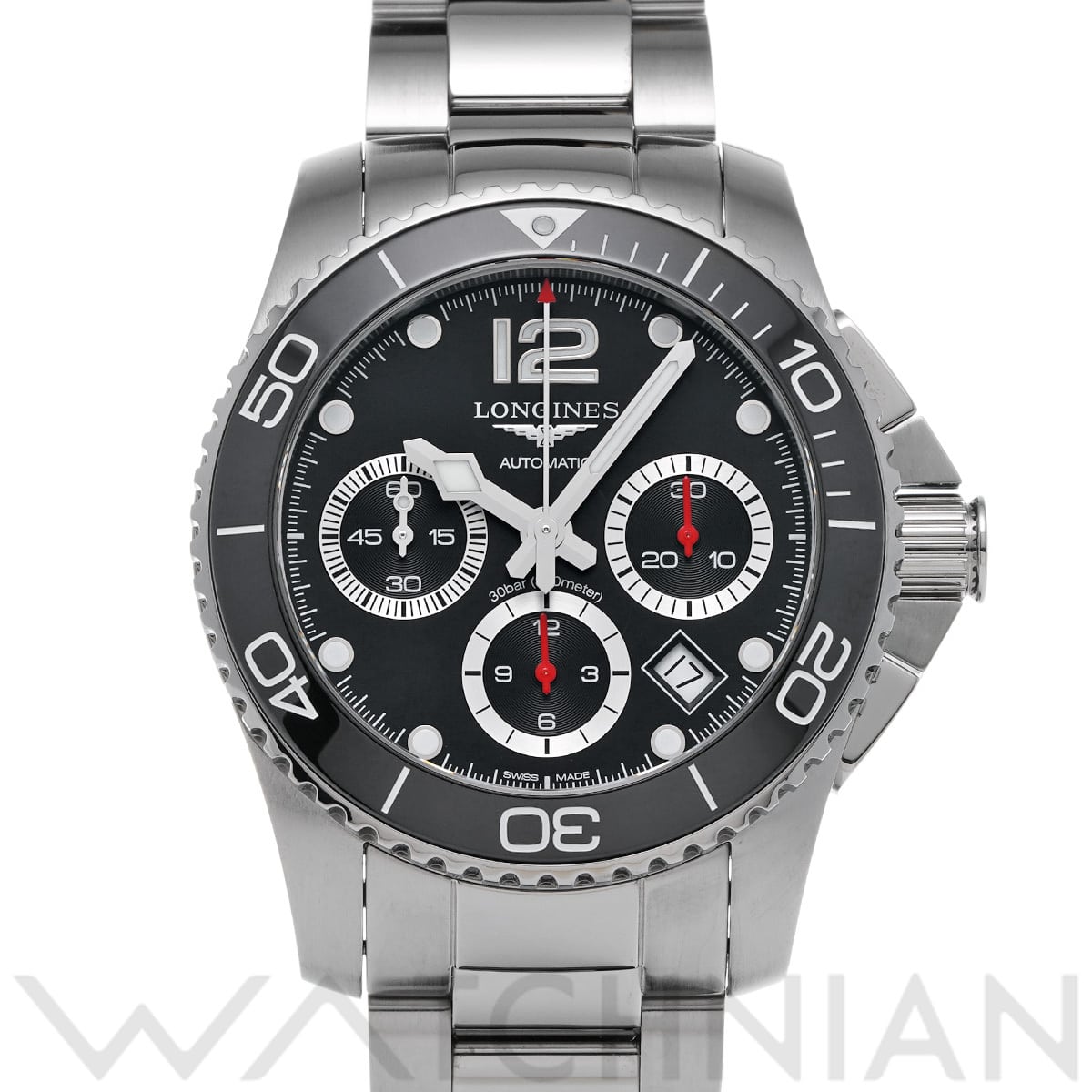 ロンジン ハイドロコンクエスト クロノグラフ L3.783.4.76.6 ブラック メンズ 時計 【中古】【wristwatch】