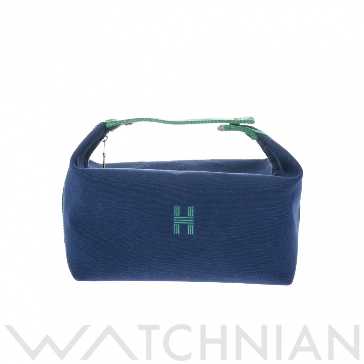 エルメス ブリッドアブラック GM ブルー/グリーン/パラジウム金具 コットン レディース バッグ 【中古】【bag】
