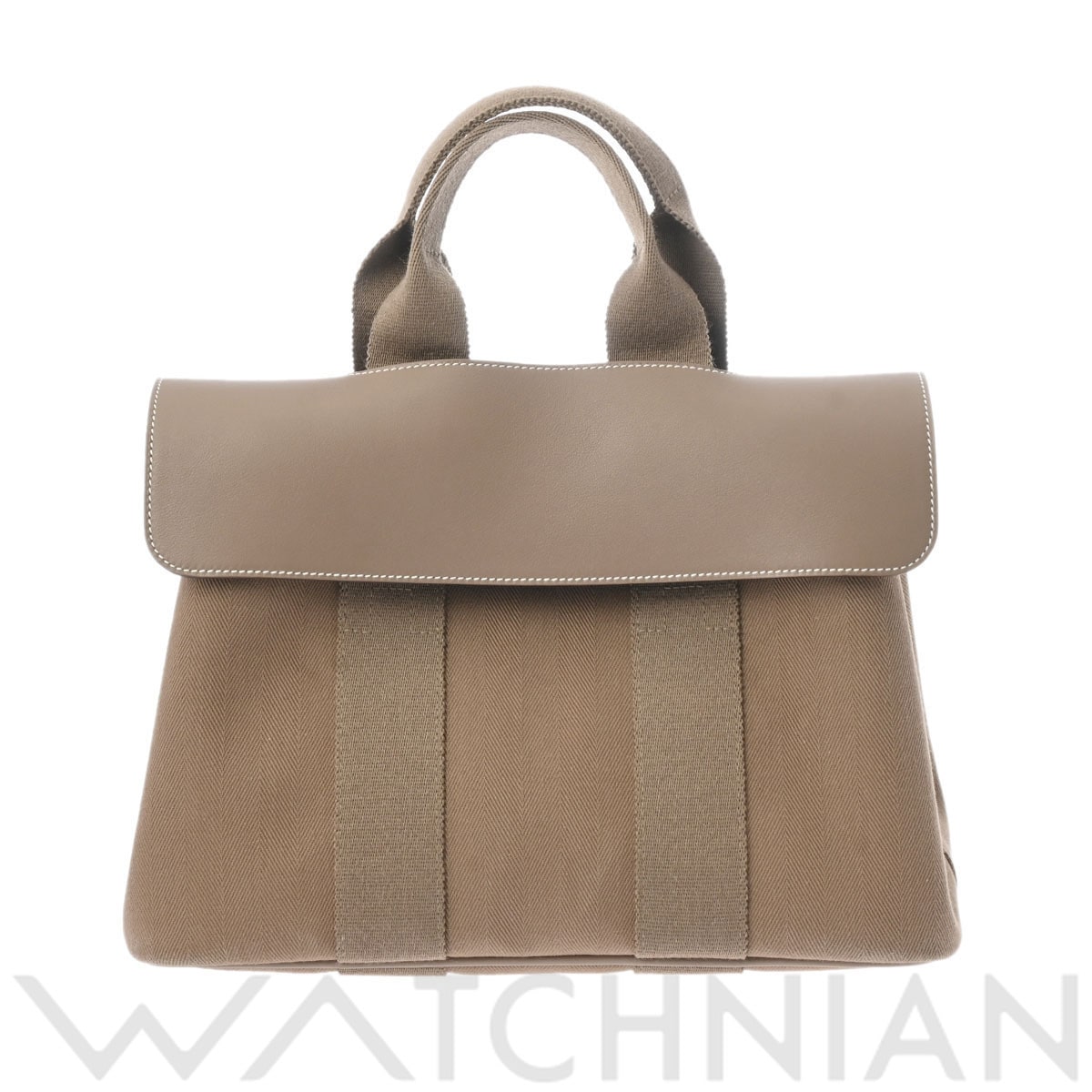 エルメス ヴァルパライソ PM エトゥープ/パラジウム金具 トワルアッシュ/レザー レディース バッグ 【中古】【bag】