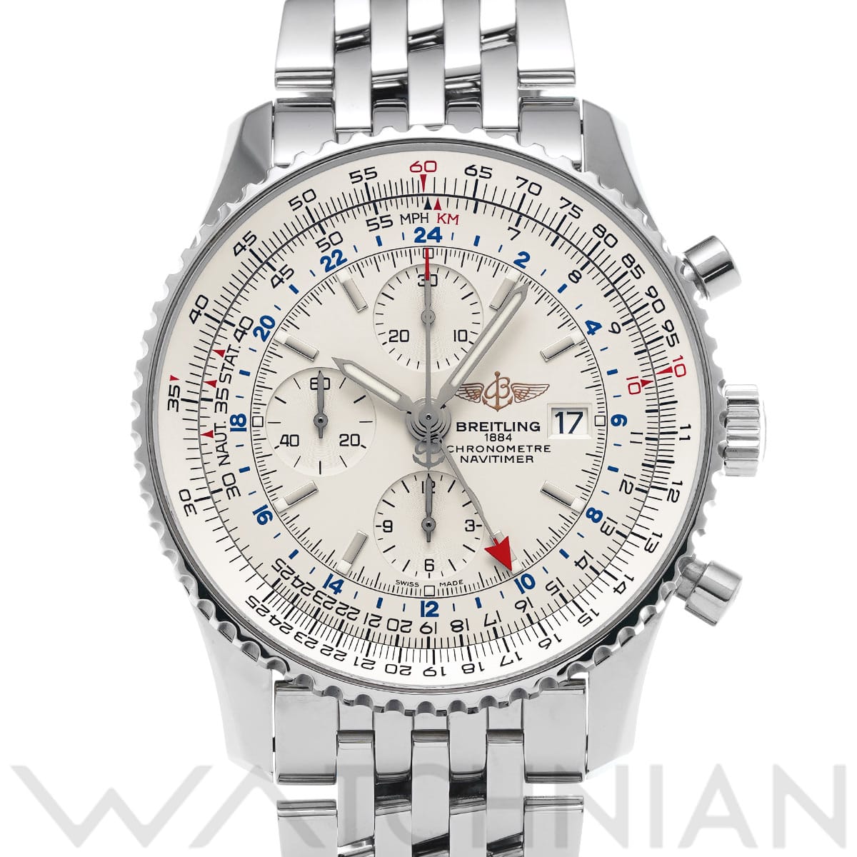 ブライトリング ナビタイマー ワールド A2432212/G571 シルバー メンズ 時計 【中古】【wristwatch】