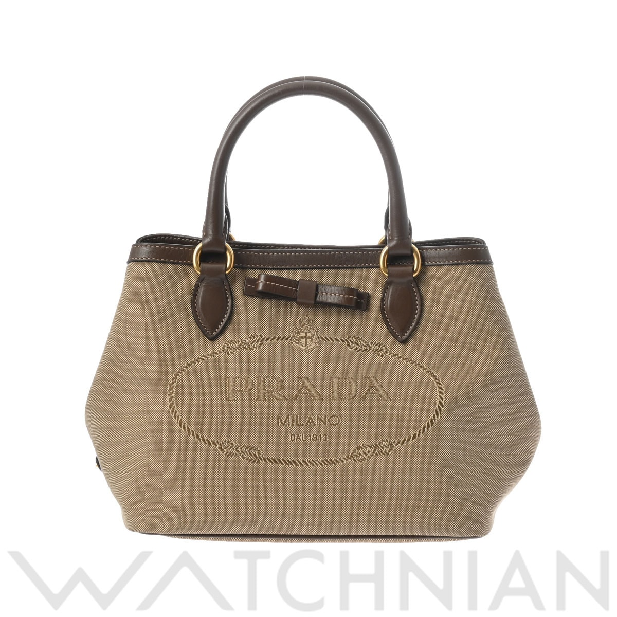 プラダ 2WAY ハンドバッグ べージュ/ブラウン 1BA579 キャンバス/レザー レディース バッグ 【中古】【bag】