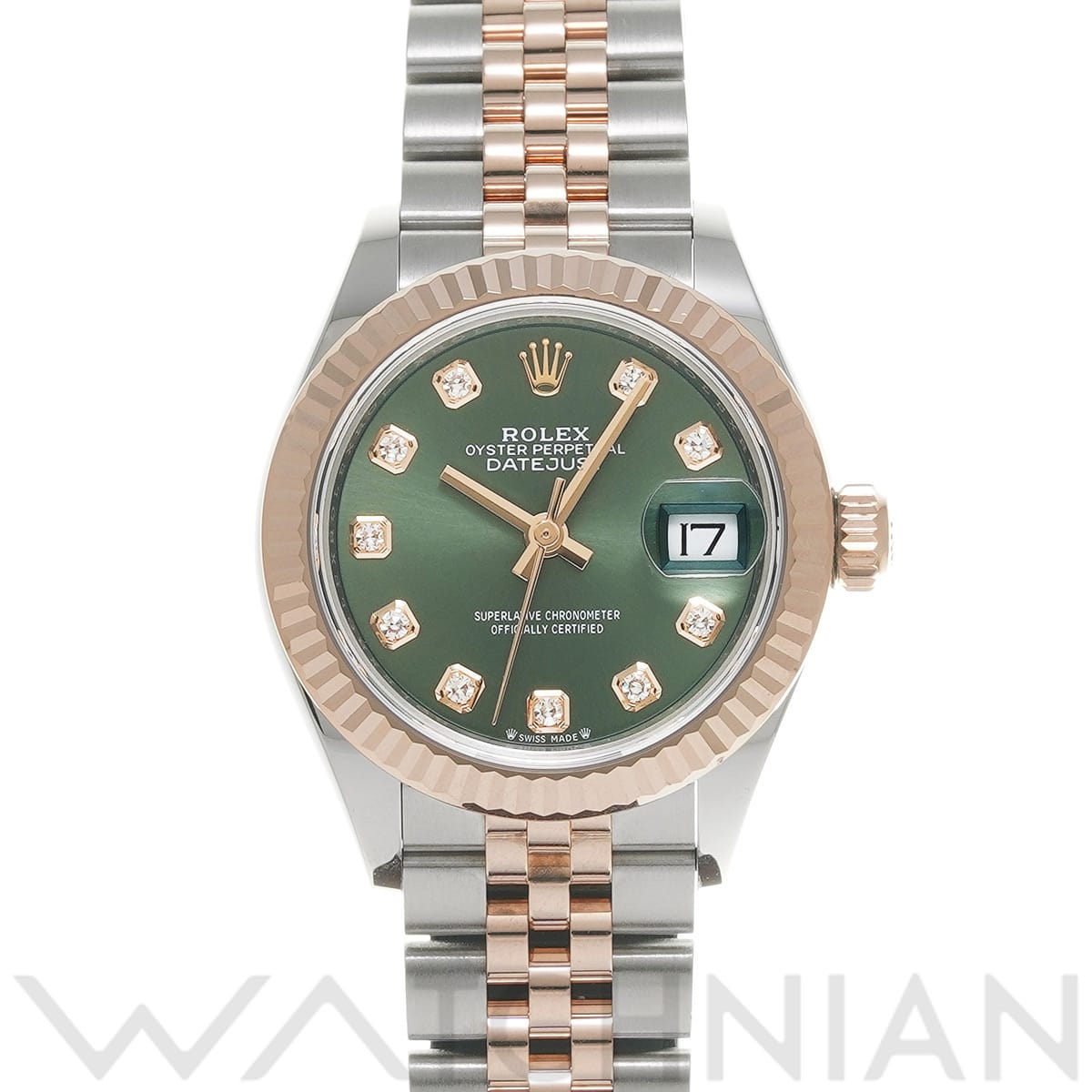 ロレックス レディ デイトジャスト 28 279171G オリーブグリーン/ダイヤモンド レディース 時計 【中古】【wristwatch】