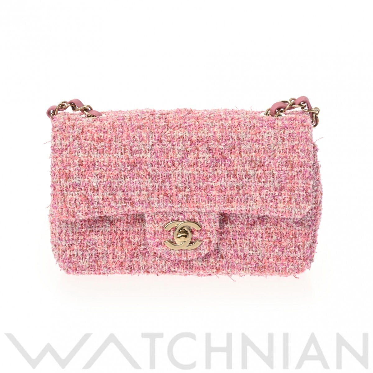 シャネル ミニフラップバッグ 20 ピンク/ゴールド金具 A69900 ツイード レディース バッグ 【新品】【bag】
