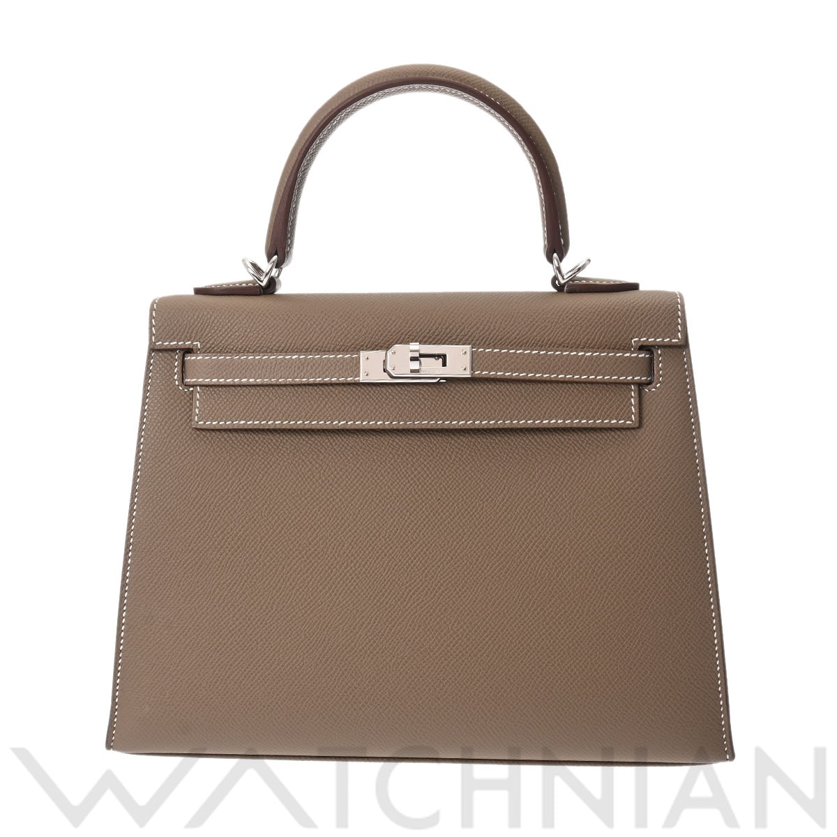 エルメス ケリー25 外縫い エトゥープ/パラジウム金具 ヴォーエプソン レディース バッグ 【中古】【bag】