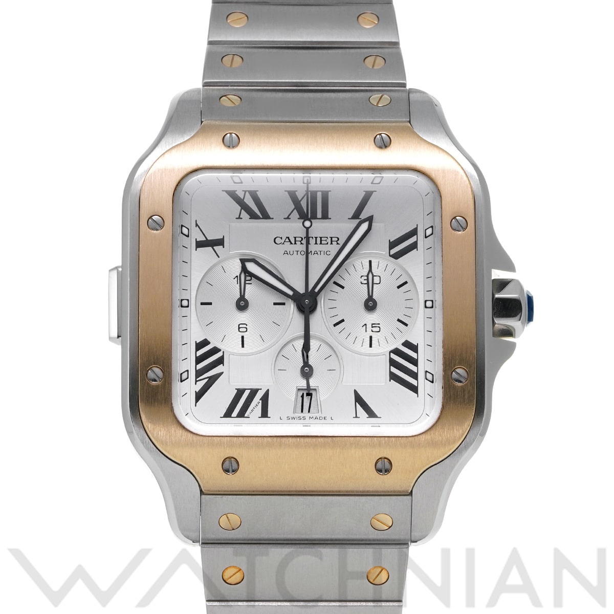 カルティエ サントス ドゥ カルティエ クロノグラフ XL W2SA0008 シルバー メンズ 時計 【中古】【wristwatch】