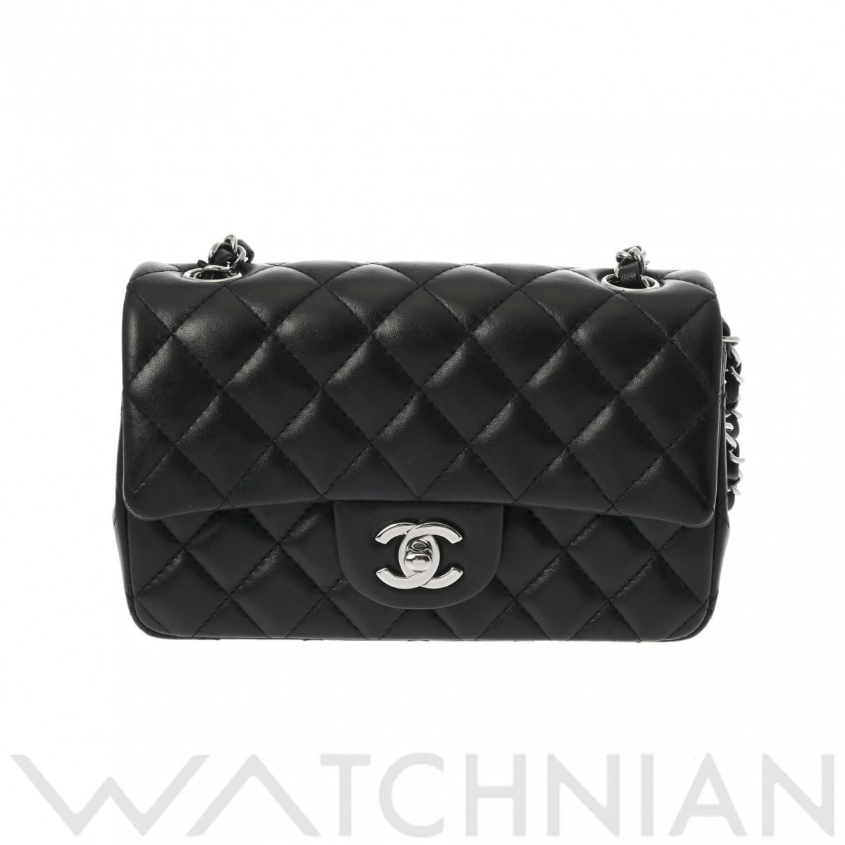 シャネル ミニフラップバッグ 20 ブラック/シルバー金具 A69900 ラムスキン レディース バッグ 【中古】【bag】