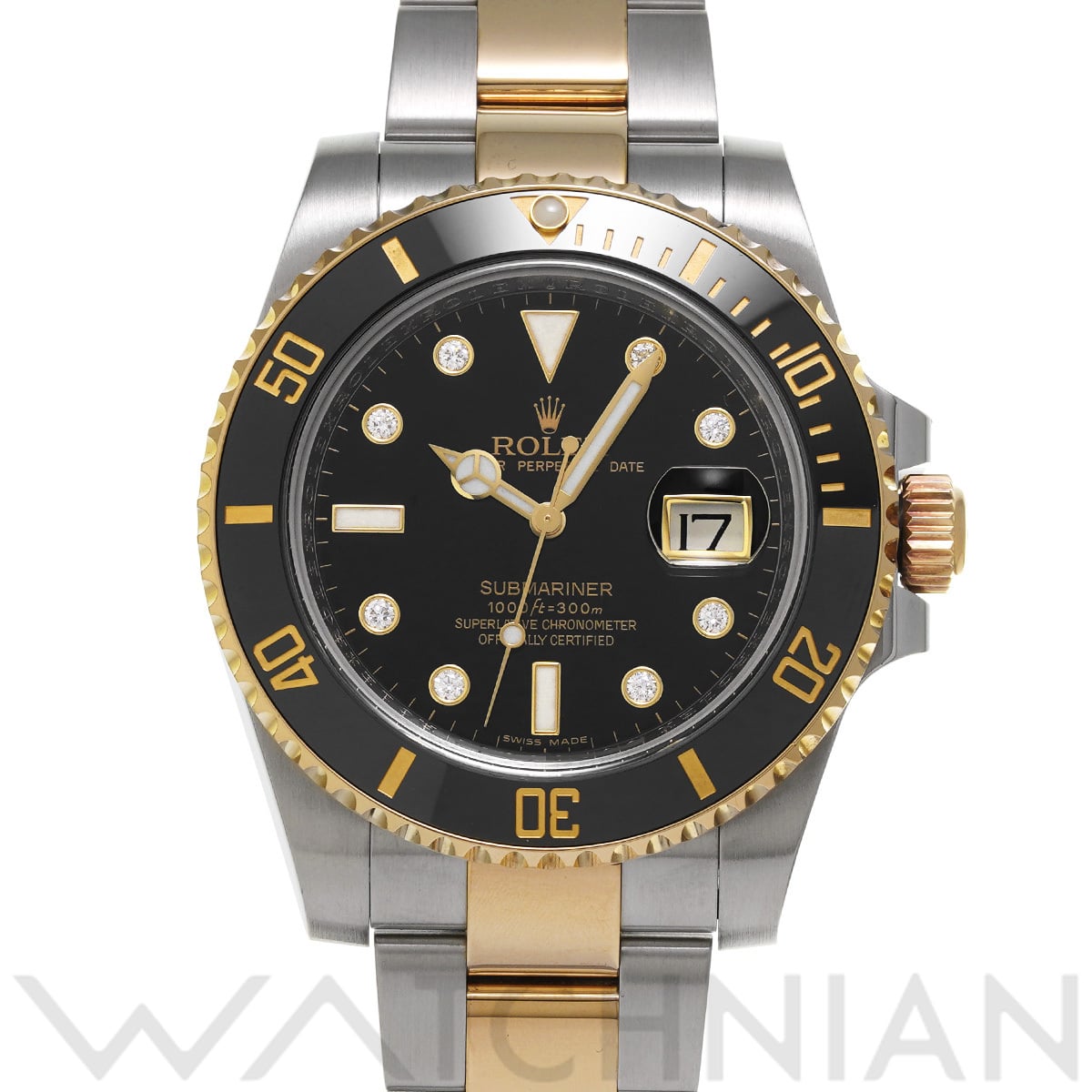 ロレックス サブマリーナ デイト 116613GLN ブラック/ダイヤモンド メンズ 時計 【中古】【wristwatch】