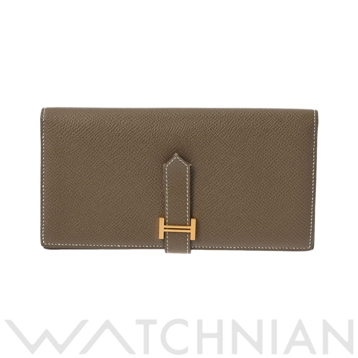 エルメス ベアンスフレ エトゥープ/ゴールド金具 ヴォーエプソン ユニセックス 財布 【中古】【purse】