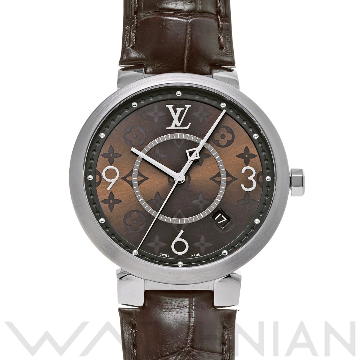 ルイ ヴィトン タンブール スリム モノグラム・マカサー 39 QA005Z ブラウン メンズ 時計 【中古】【wristwatch】