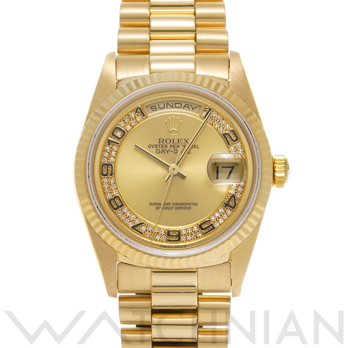 ロレックス デイデイト 18238 シャンパン/ミリヤードダイヤモンド メンズ 時計 【中古】【wristwatch】
