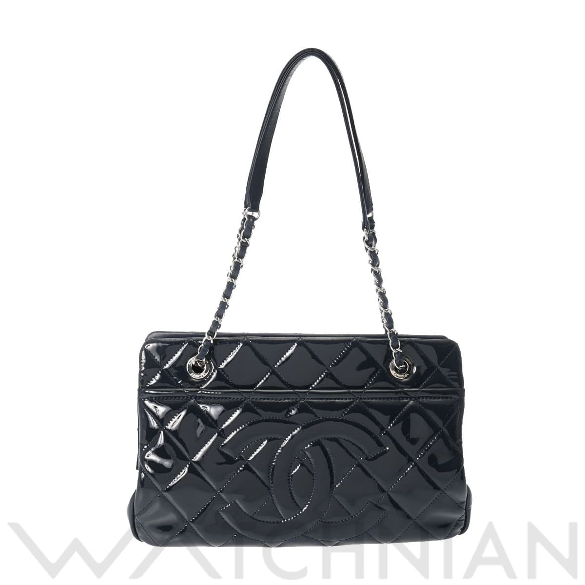 シャネル マトラッセ チェーンショルダー ネイビー パテントカーフ レディース バッグ 【中古】【bag】