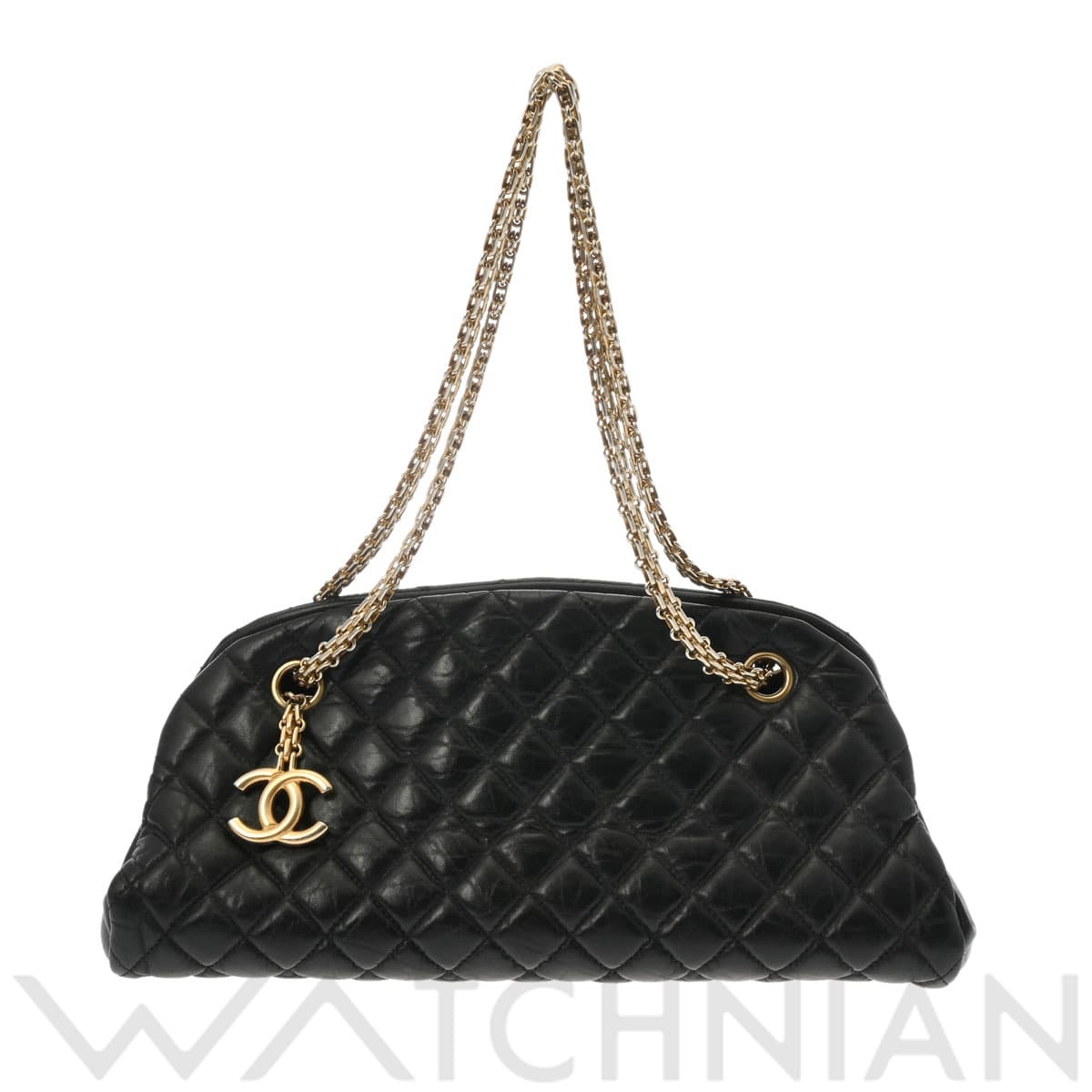 シャネル マドモアゼル ボーリングバッグ ブラック エイジドカーフスキン レディース バッグ 【中古】【bag】