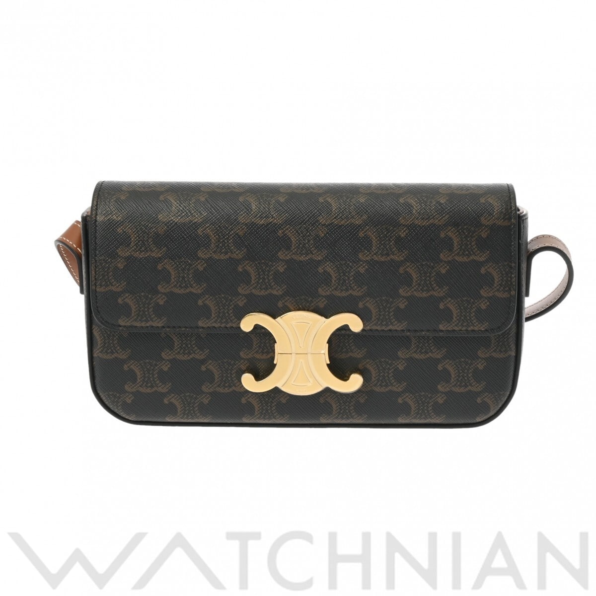 セリーヌ クロード セミショルダー タン 194142CUZ 04LU トリオンフキャンバス/カーフスキン レディース バッグ 【中古】【bag】
