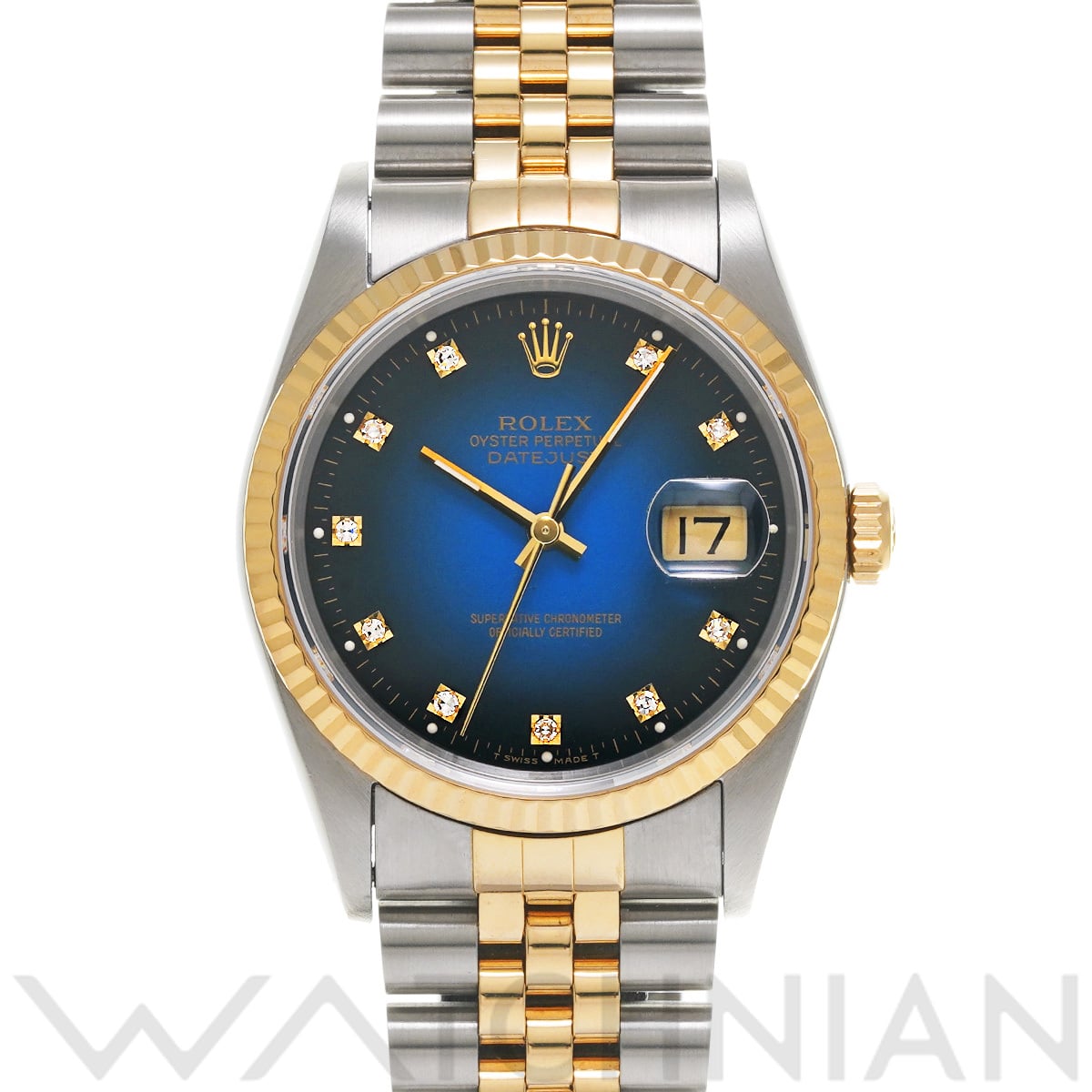 ロレックス デイトジャスト 16233G ブルー・グラデーション/ダイヤモンド メンズ 時計 【中古】【wristwatch】