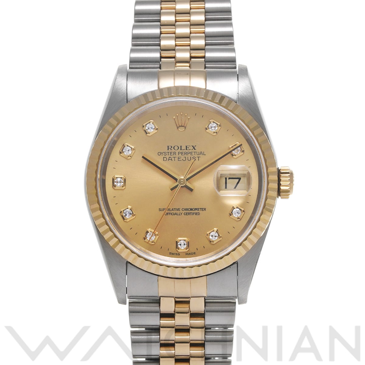 ロレックス デイトジャスト 16233G シャンパン/ダイヤモンド メンズ 時計 【中古】【wristwatch】