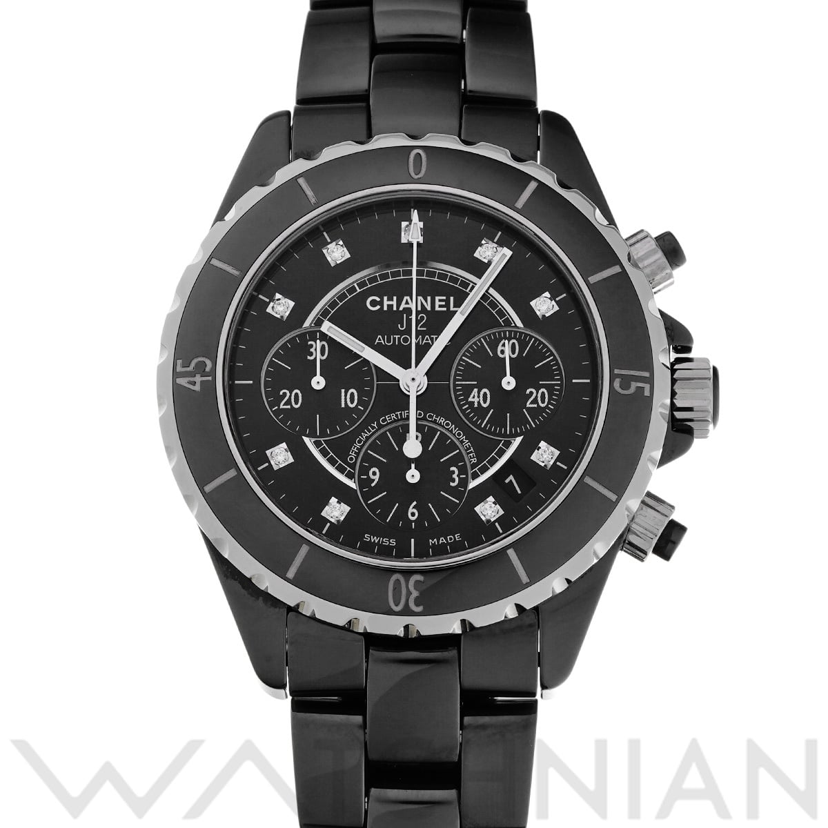 シャネル J12 クロノグラフ 41MM H2419 ブラック/ダイヤモンド メンズ 時計 【中古】【wristwatch】