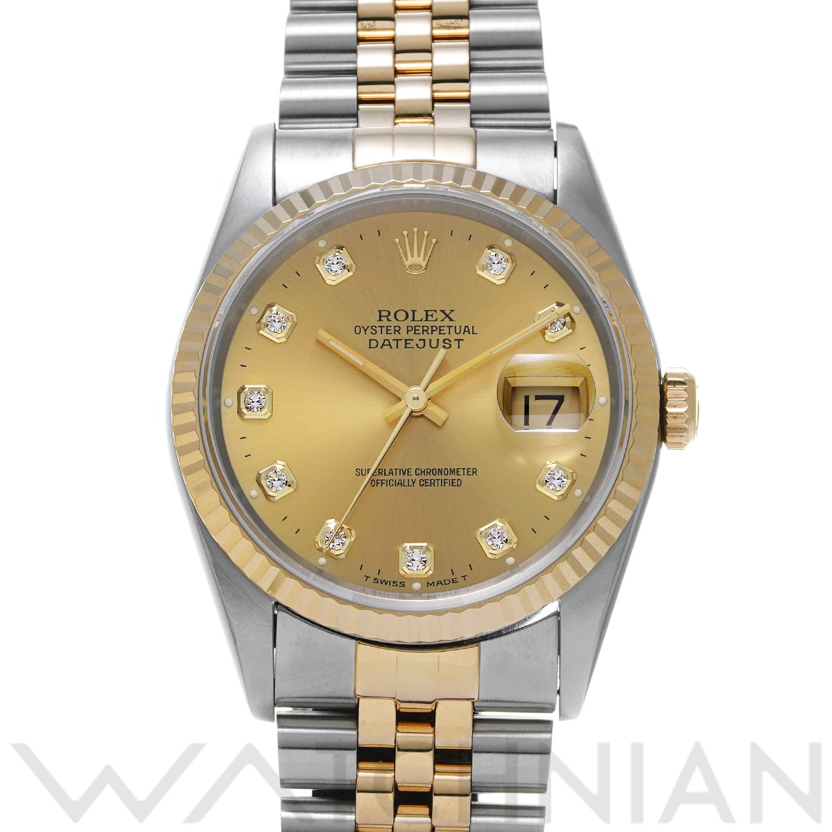 ロレックス デイトジャスト 16233G シャンパン/ダイヤモンド メンズ 時計 【中古】【wristwatch】